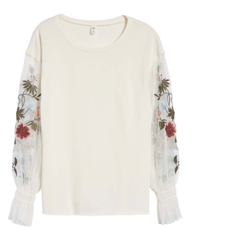 BP. Embroidered mesh sleeve